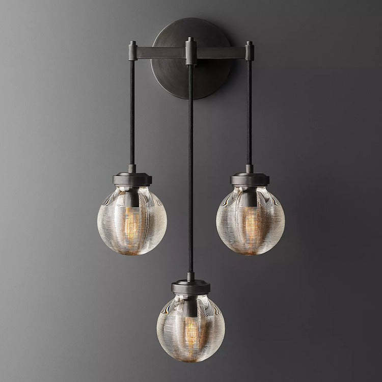 Round Perle Glass 3-Head Wall Sconce