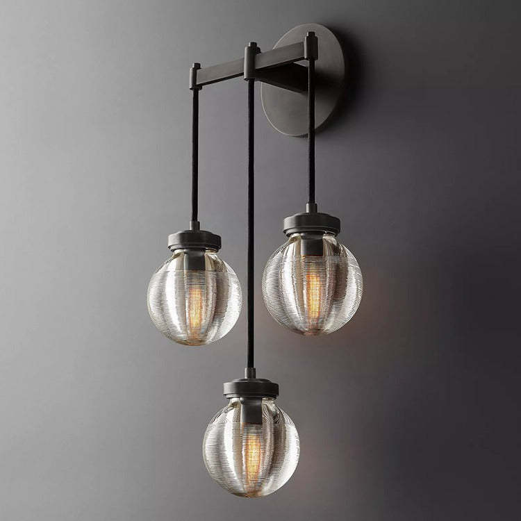 Round Perle Glass 3-Head Wall Sconce