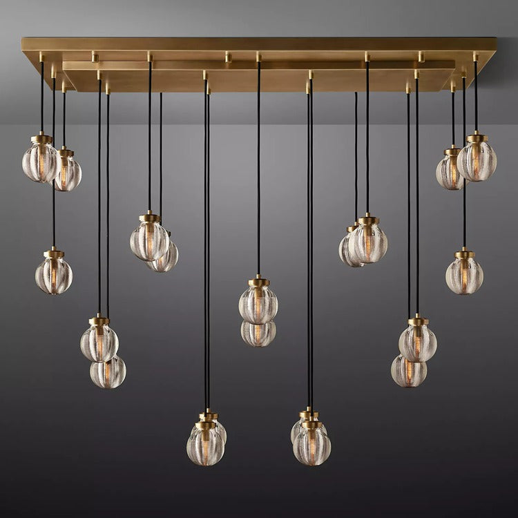 Round Perle Glass Linear Chandelier