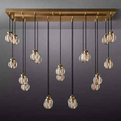 Round Perle Glass Linear Chandelier