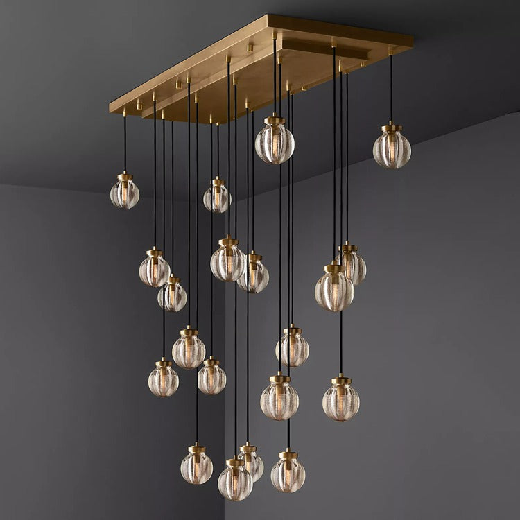 Round Perle Glass Linear Chandelier