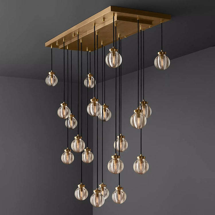 Round Perle Glass Linear Chandelier