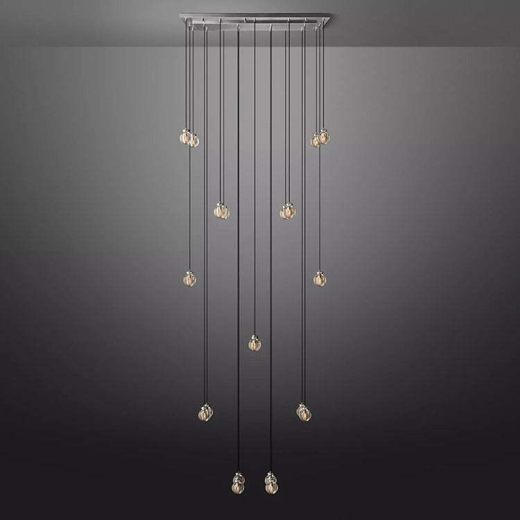 Round Perle Glass Linear Chandelier