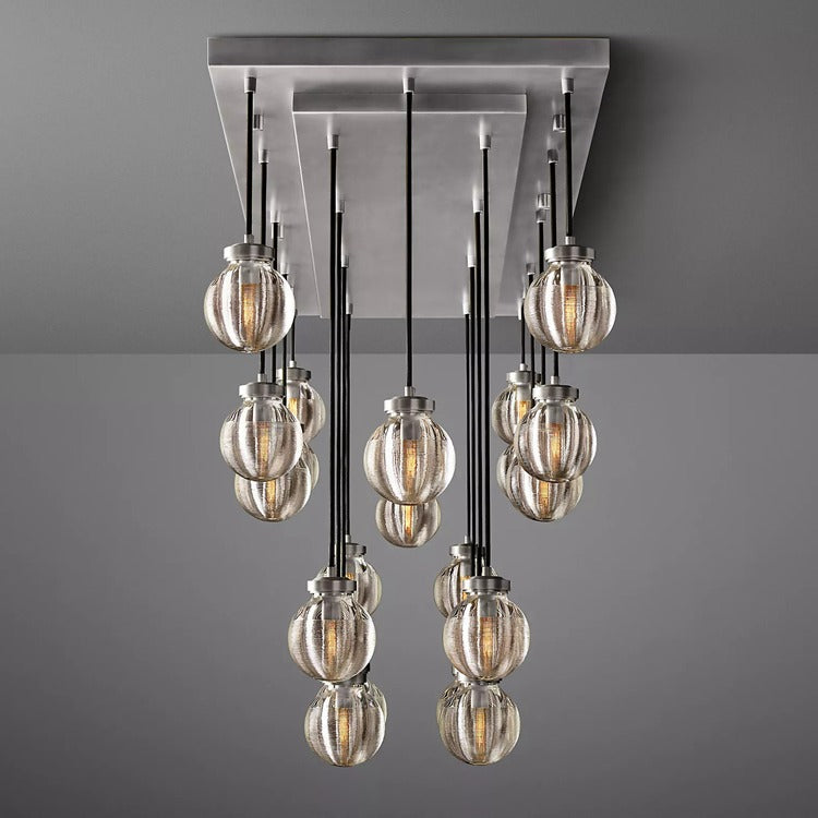 Round Perle Glass Linear Chandelier