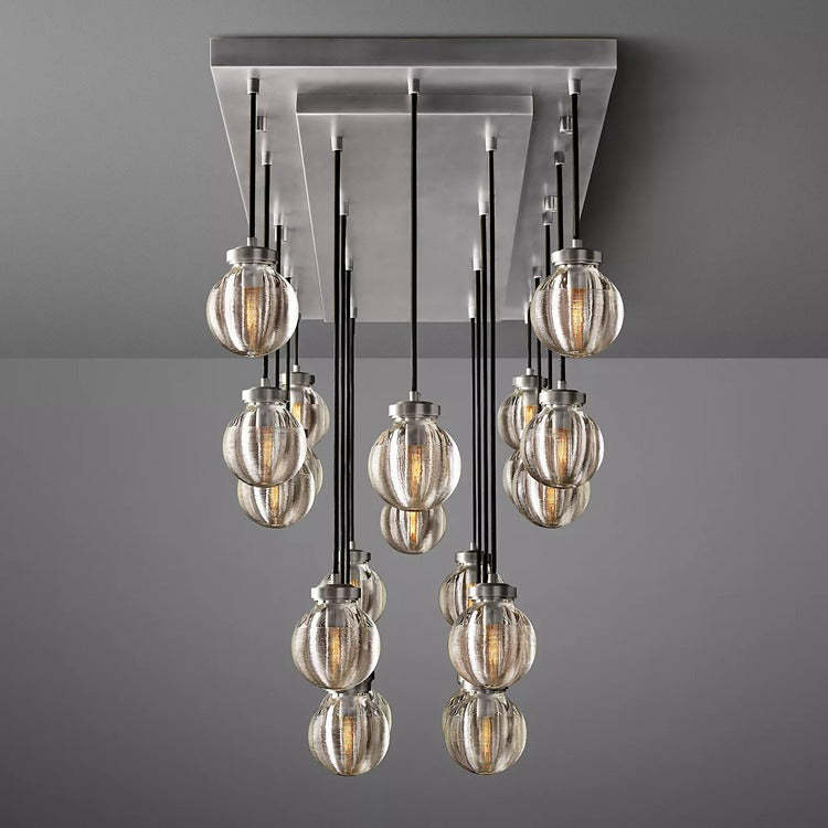Round Perle Glass Linear Chandelier