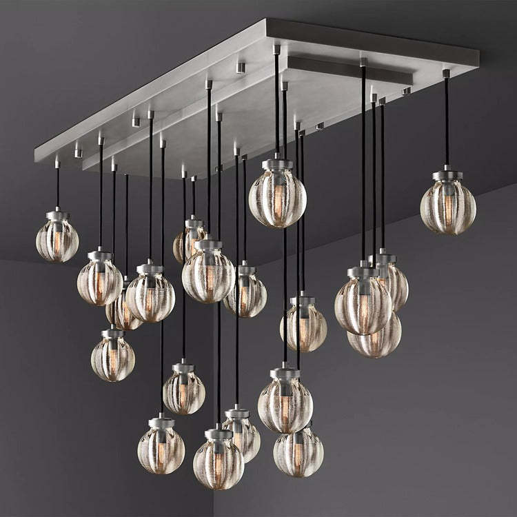 Round Perle Glass Linear Chandelier