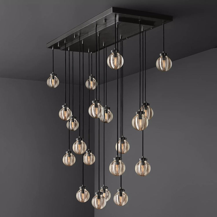 Round Perle Glass Linear Chandelier