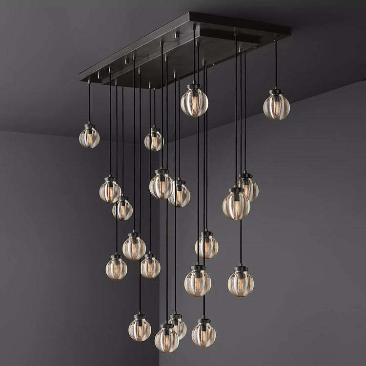 Round Perle Glass Linear Chandelier