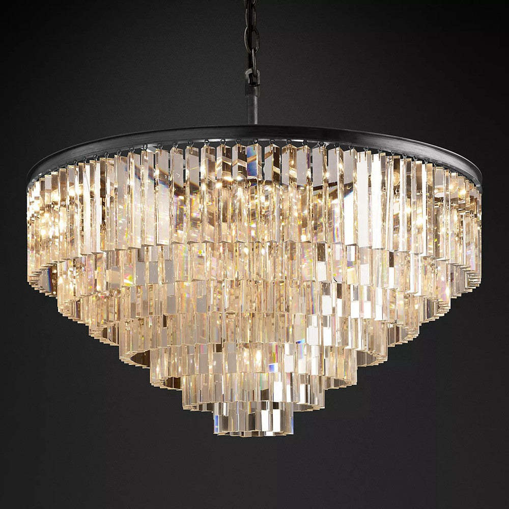 1030s Odeon Crystal Round Chandelier