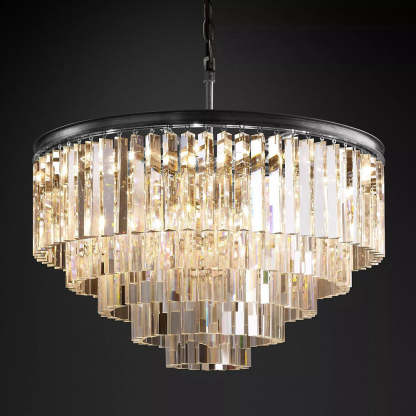 1030s Odeon Crystal Round Chandelier