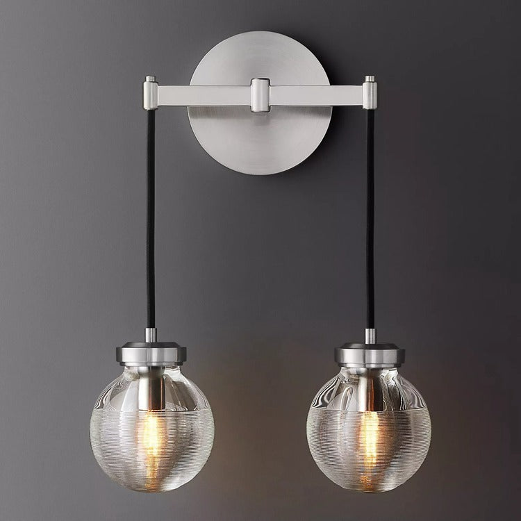 Round Perle Glass 2-Head Wall Sconce
