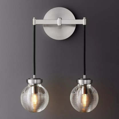 Round Perle Glass 2-Head Wall Sconce