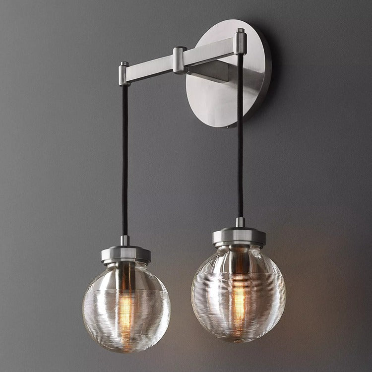 Round Perle Glass 2-Head Wall Sconce