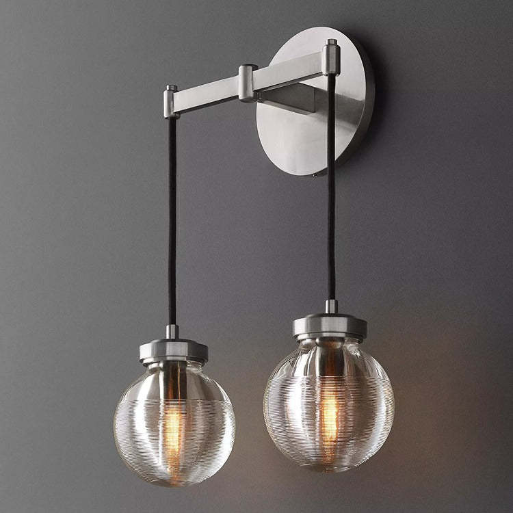 Round Perle Glass 2-Head Wall Sconce
