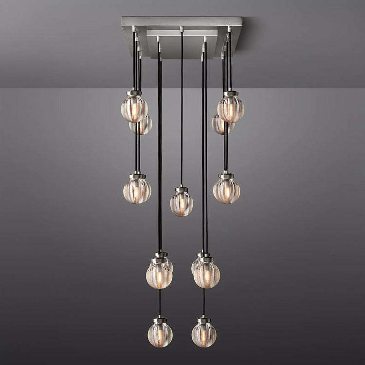 Round Perle Glass Linear Chandelier