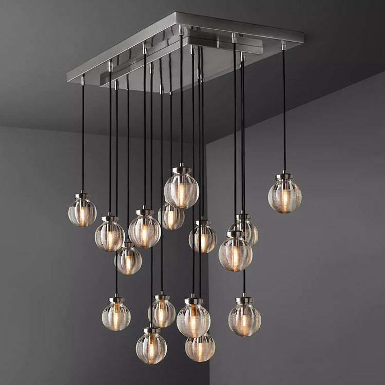 Round Perle Glass Linear Chandelier