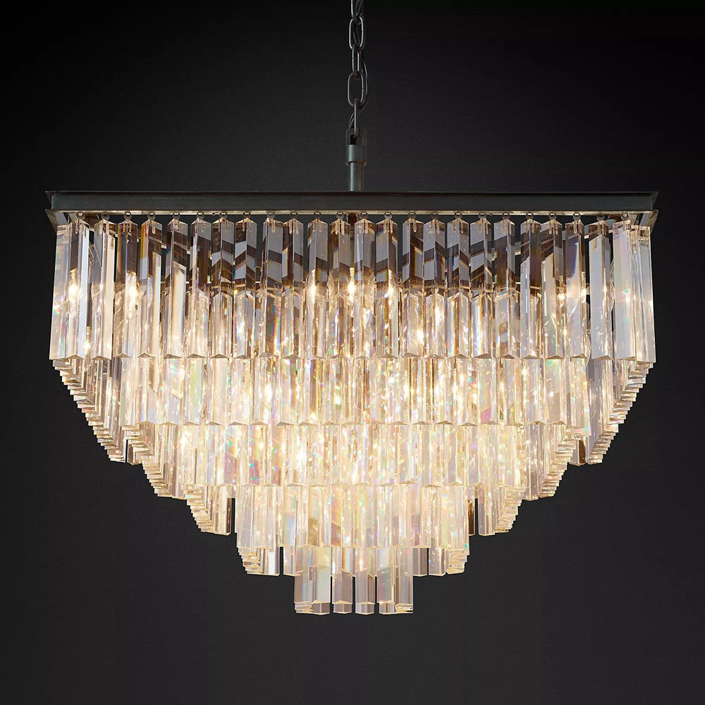 1930s Odeon Crystal Square Chandelier