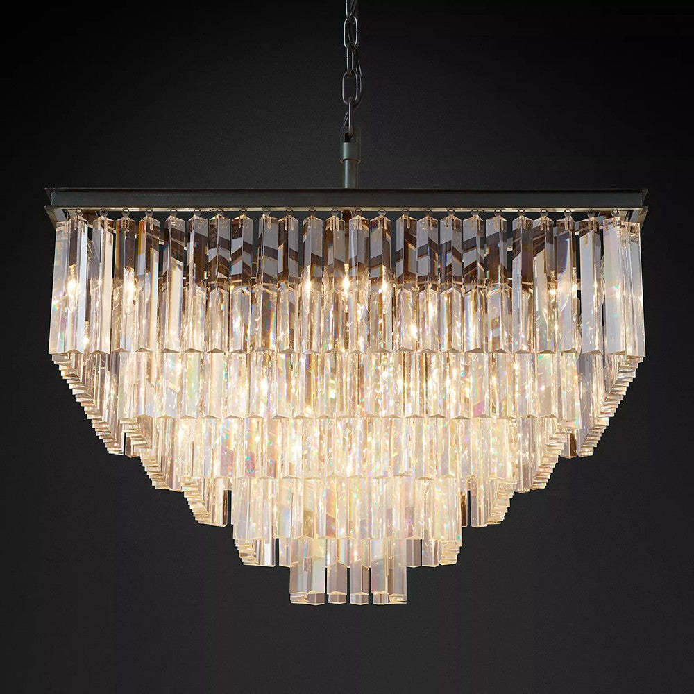1930s Odeon Crystal Square Chandelier