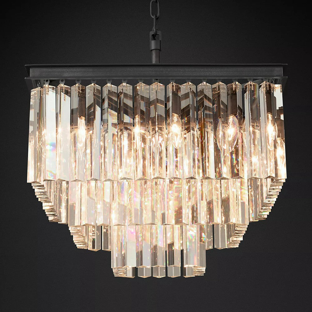 1930s Odeon Crystal Square Chandelier