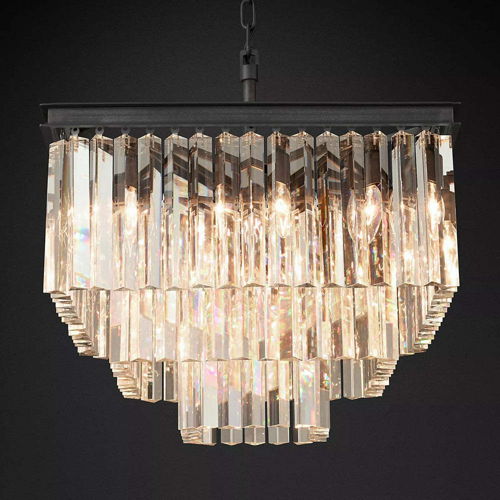 1930s Odeon Crystal Square Chandelier