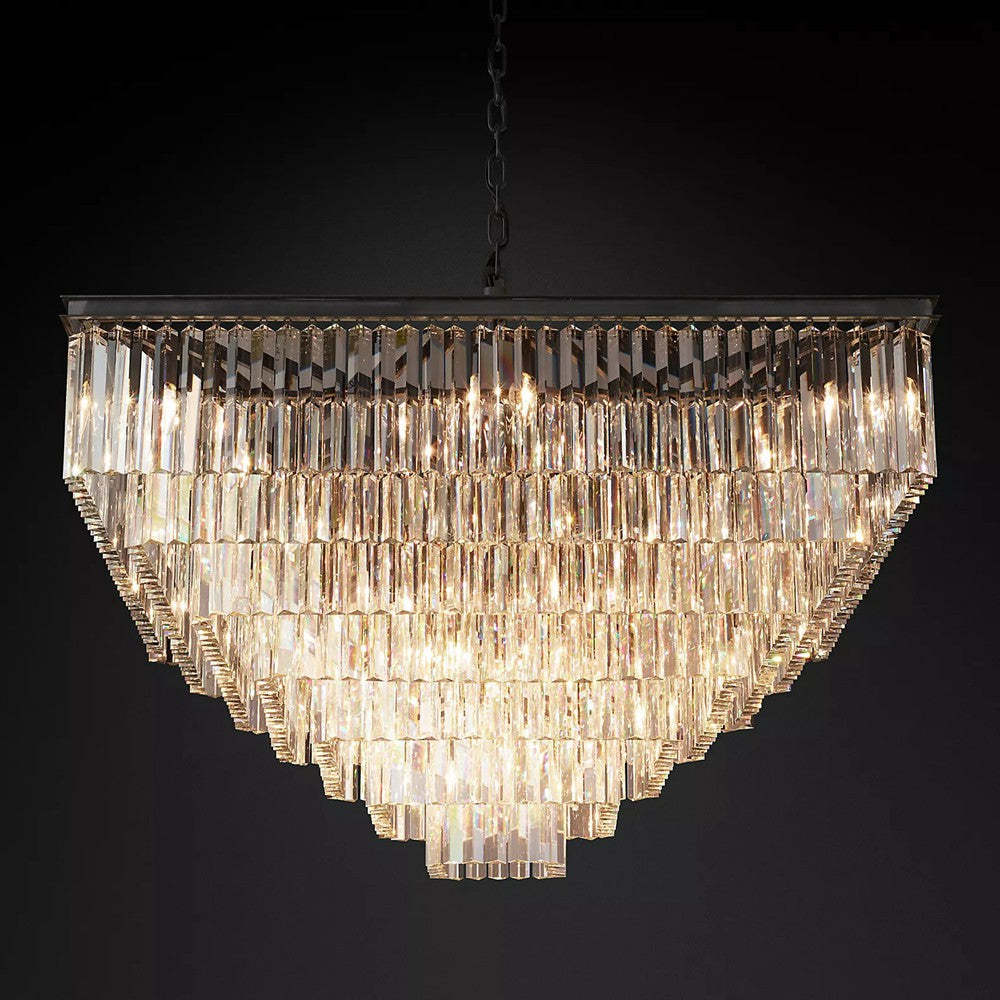 1930s Odeon Crystal Square Chandelier
