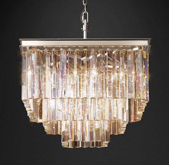1930s Odeon Crystal Square Chandelier