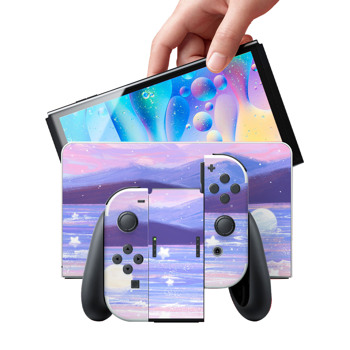 Purple Starry Sky Premium 3M Skins Set for Nintendo Switch