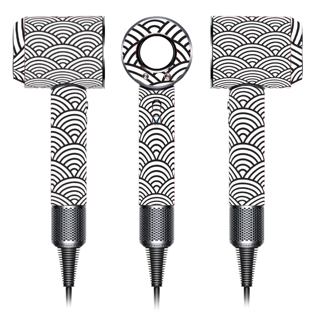 Japanese Black and White Wave Pattern Premium Skin for Dyson Supersonic Hair Dryer (0062)