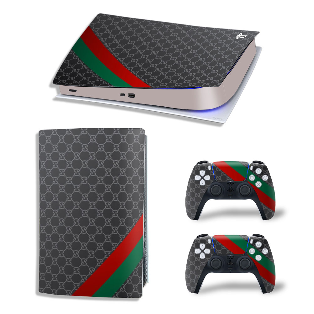 Red & Green Strips Premium Skin Set for PS5 Digital Edition (7529)