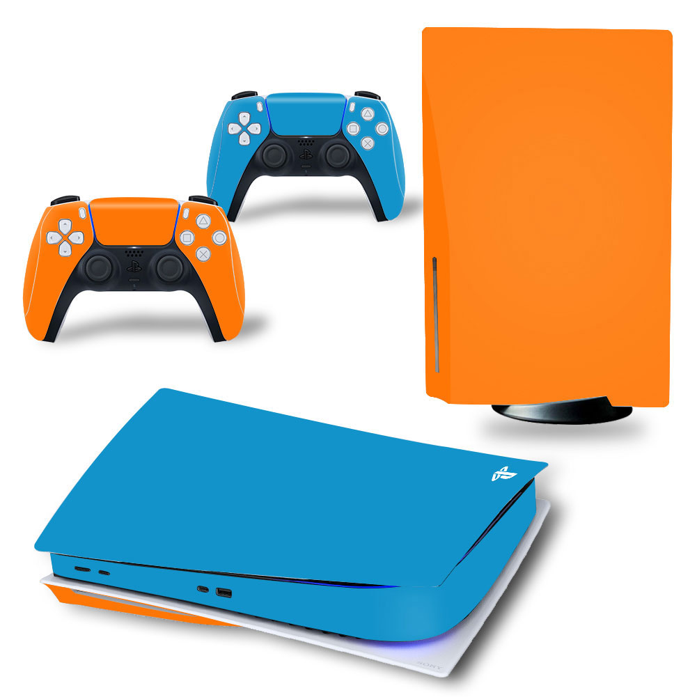 Solid Orange and Blue Premium Skin Set for PS5 Disc Edition (0386)