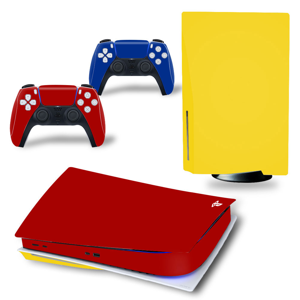 Solid Yellow and Red Premium Skin Set for PS5 Disc Edition (0387)