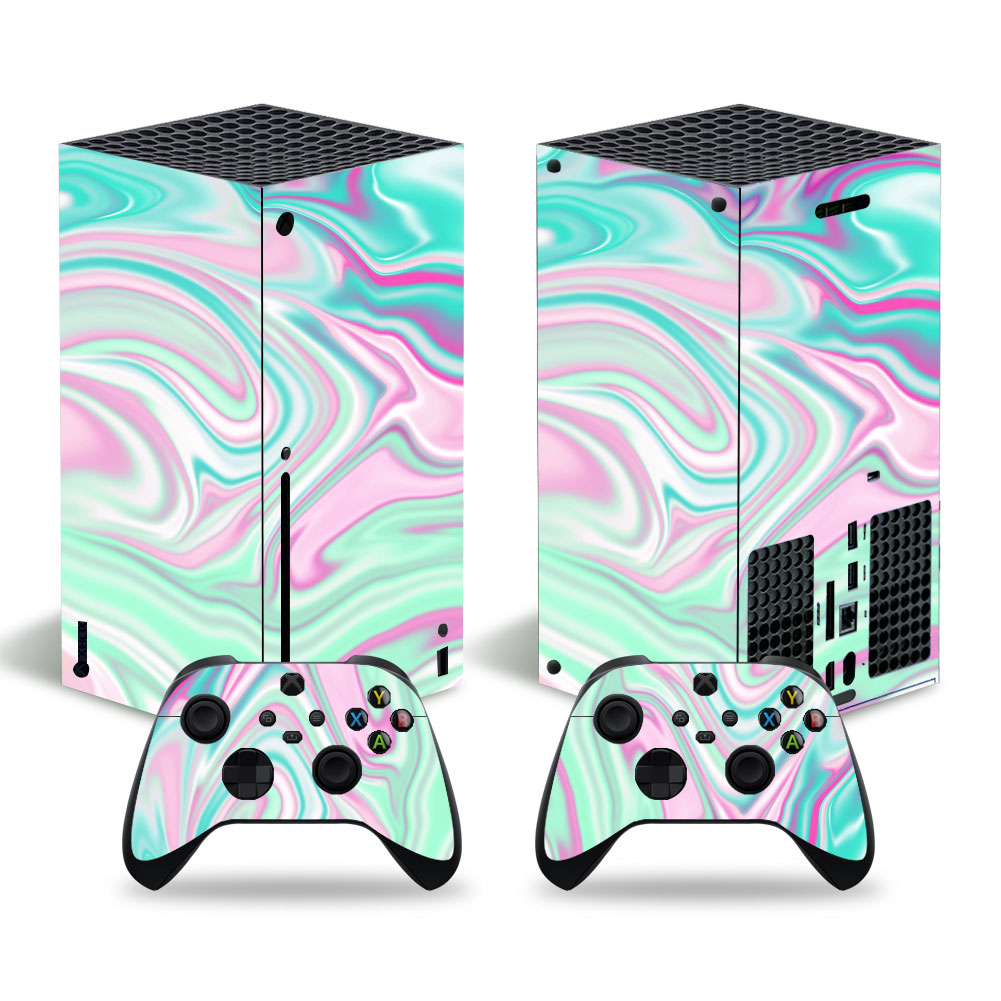 Abstract Colorful Wavy Strips Premium Skin Set for Xbox Series X (3038)