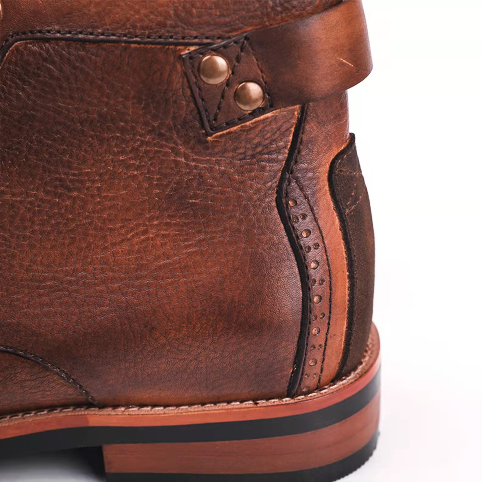 BOKLEN™ Mens Genuine Leather Waterproof Non-slip Arch Support Vintage Casual Chukka Boots