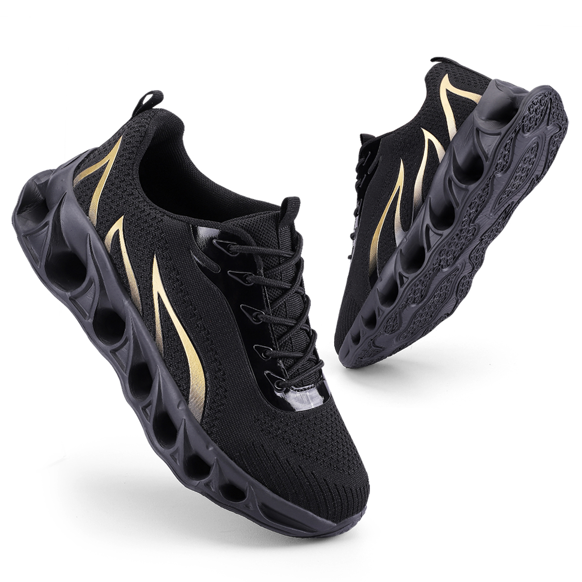 Boklen Men's Relieve Foot Pain Perfect Walking Shoes - Black Gold