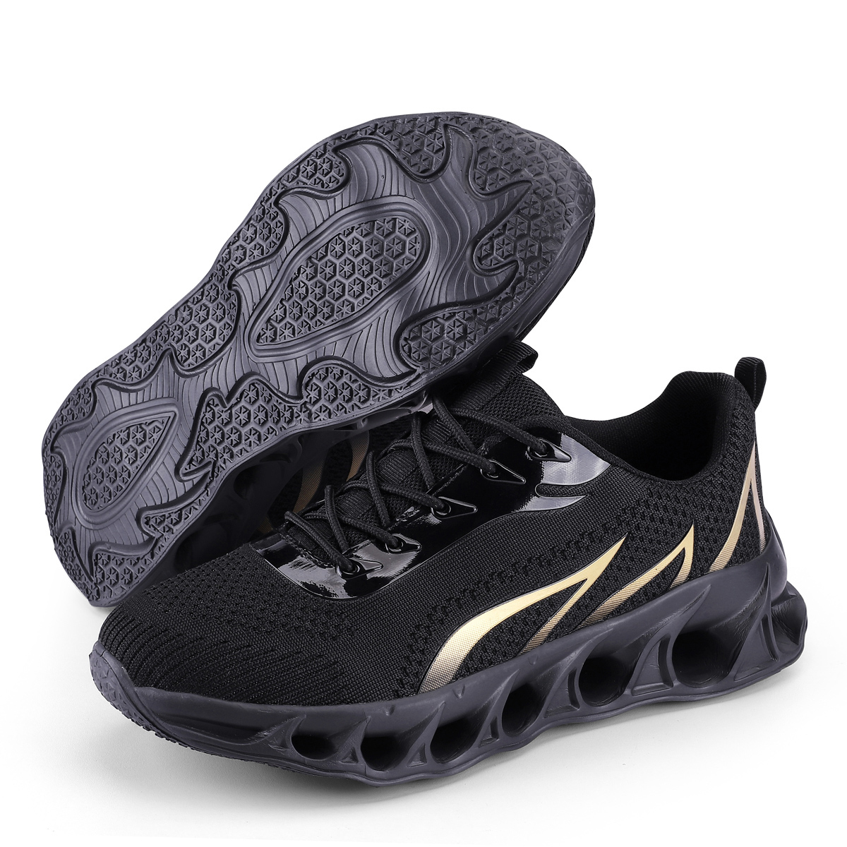 Boklen Men's Relieve Foot Pain Perfect Walking Shoes - Black Gold