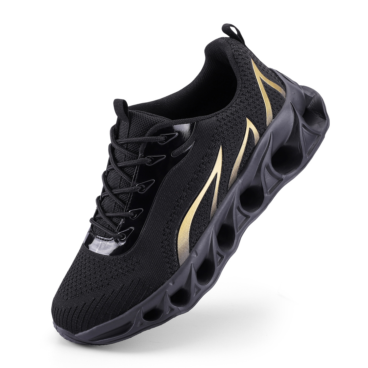 Boklen Men's Relieve Foot Pain Perfect Walking Shoes - Black Gold