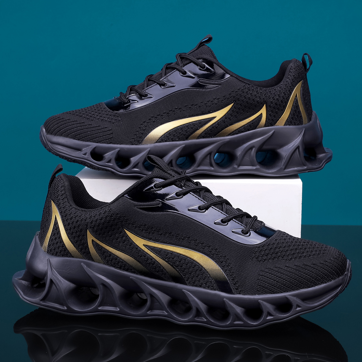 Boklen Men's Relieve Foot Pain Perfect Walking Shoes - Black Gold