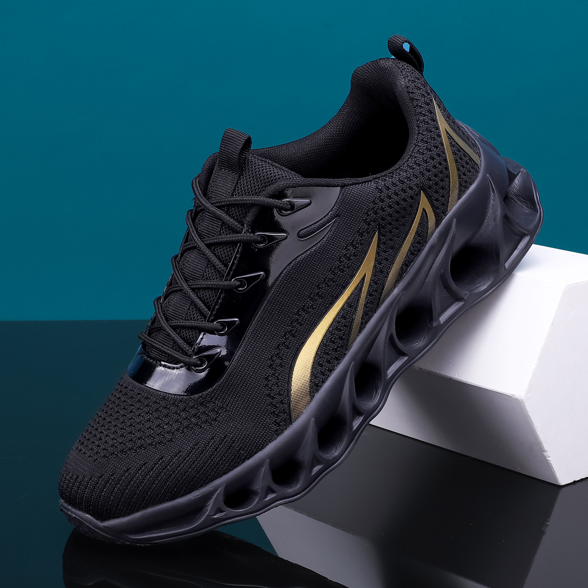 Boklen Men's Relieve Foot Pain Perfect Walking Shoes - Black Gold