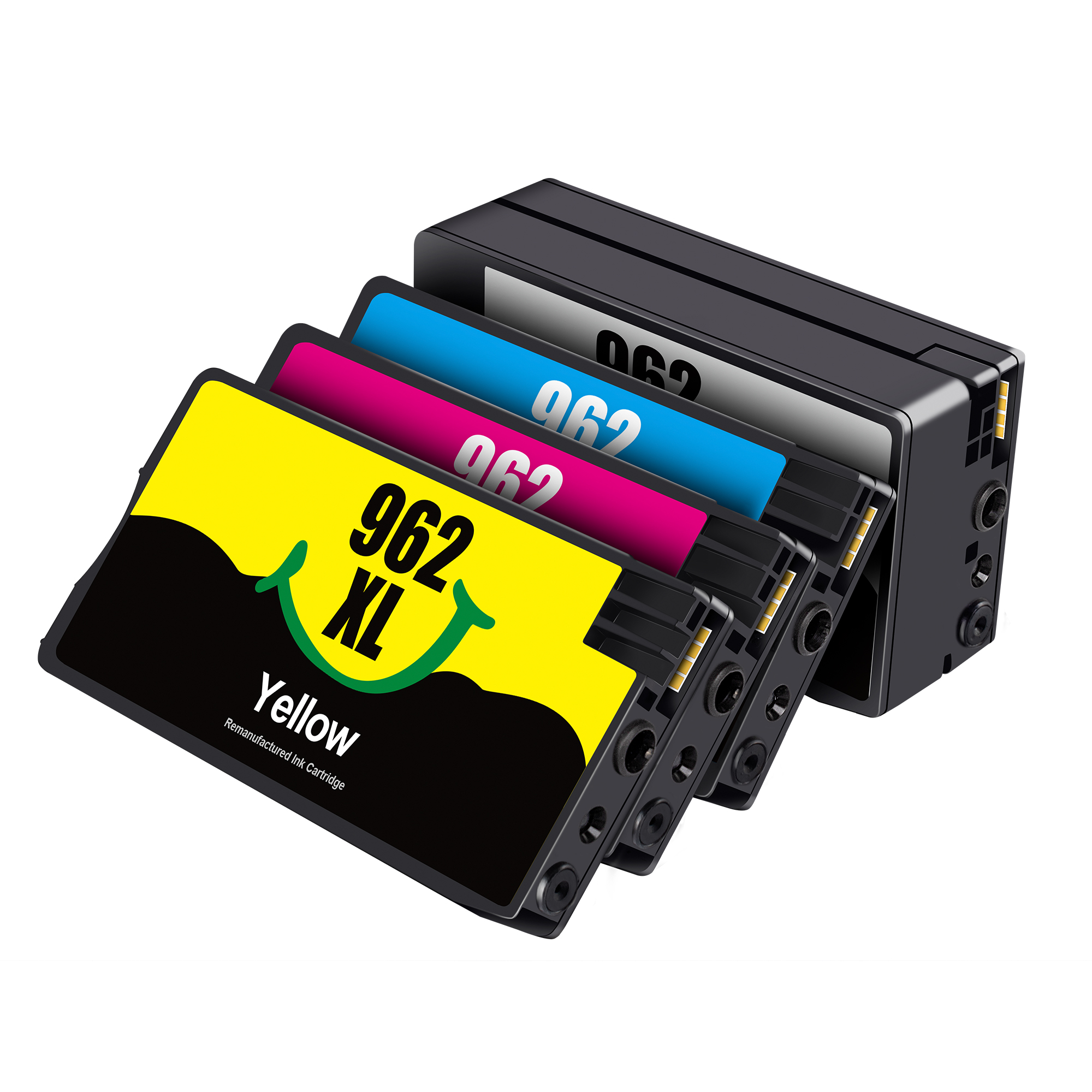 Remanufactured 962XL Ink Cartridges (Black Cyan Magenta Yellow, 4-Pack)