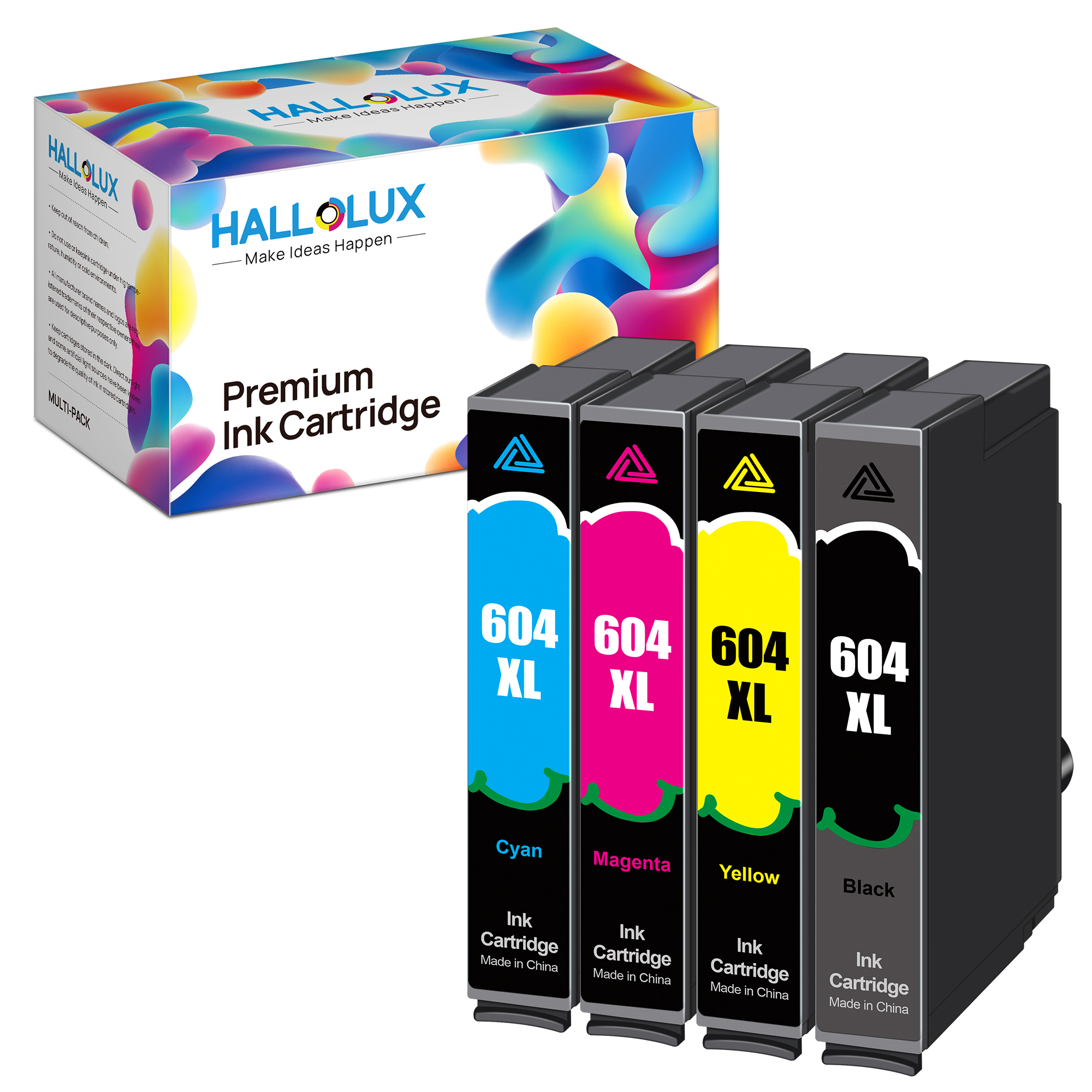 HALLOLUX 4-Pack 604XL High Yield Ink Cartridges Compatible for Epson 6