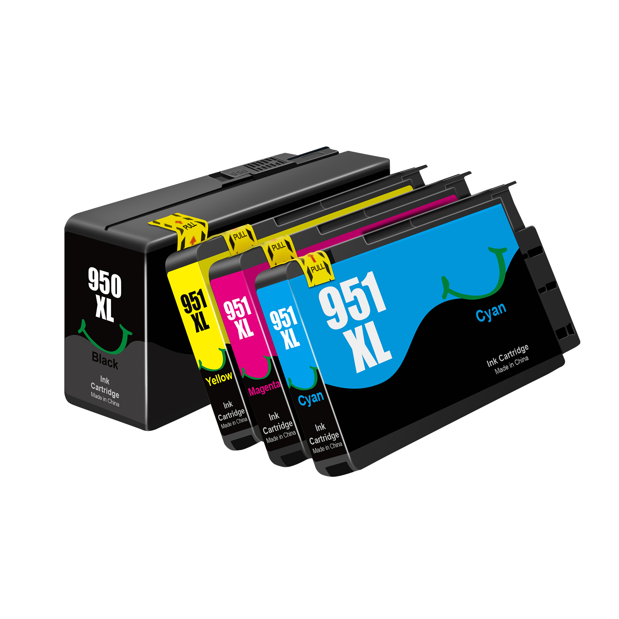 Compatible 950XL 951XL Ink Cartridges (Black Cyan Magenta Yellow, 4-Pack)