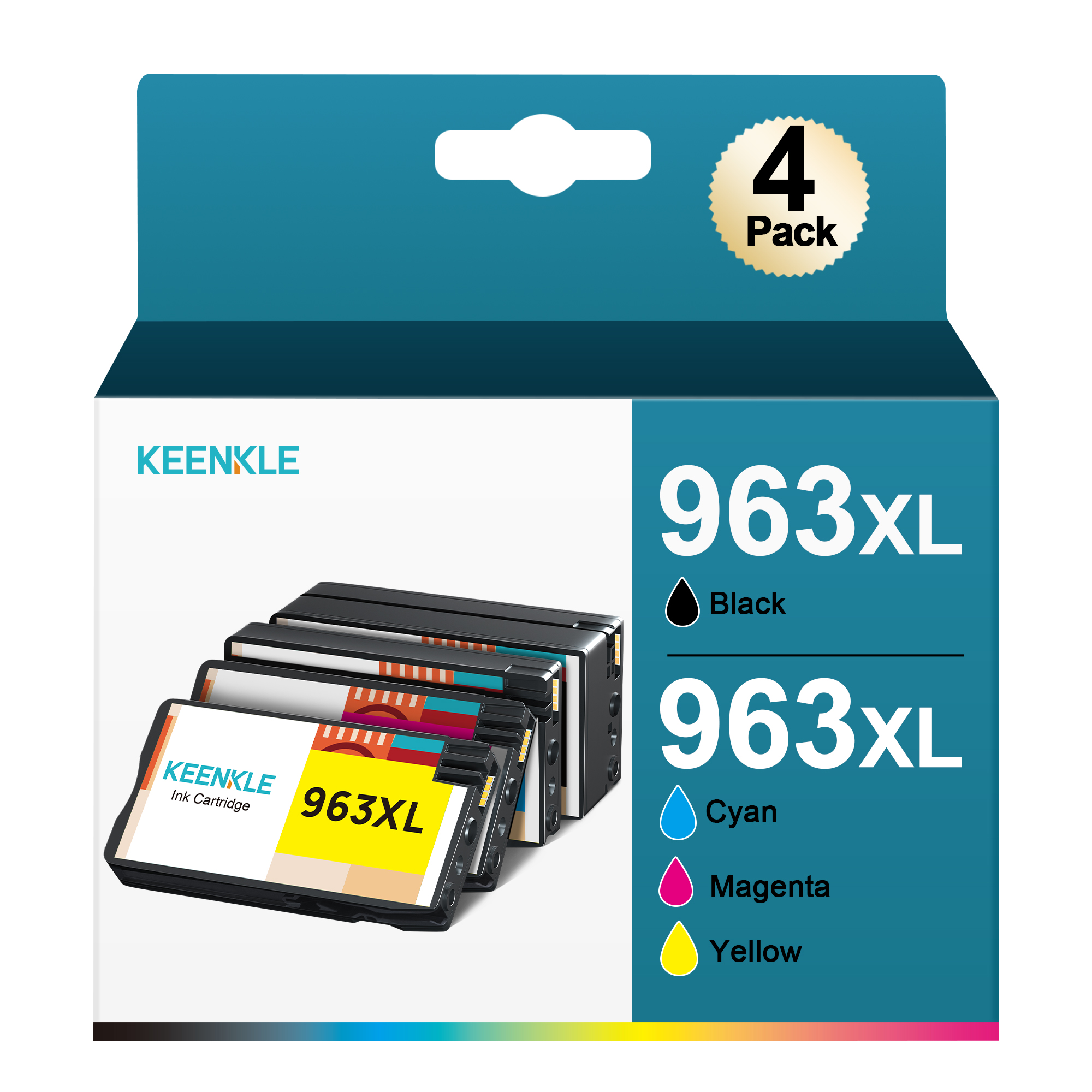 KEENKLE Compatible 963XL Ink Cartridges (Black Cyan Magenta Yellow 4-Pack)