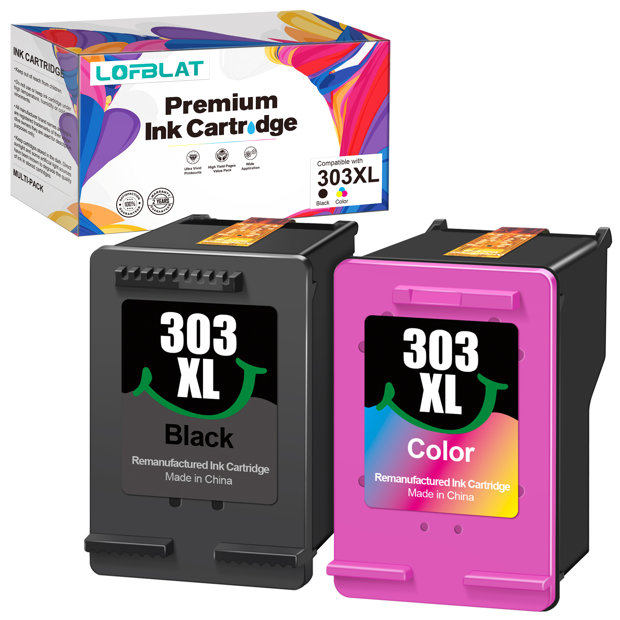 LOFBLAT 303XL ink cartridge (1 Black, 1 Color)