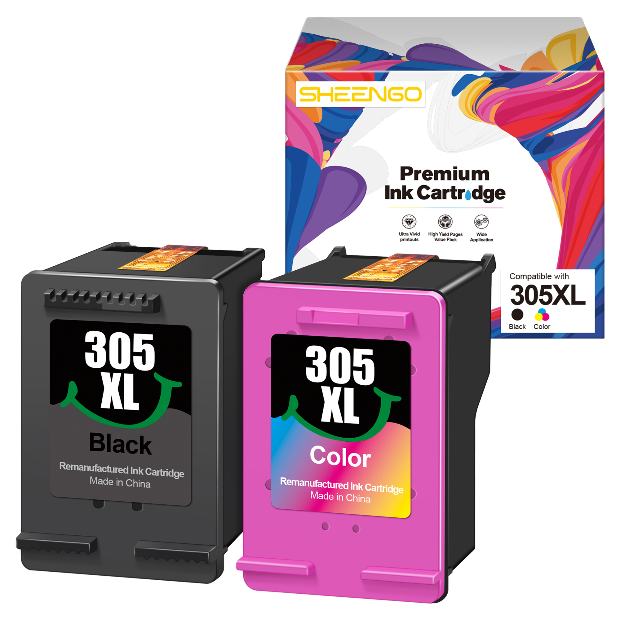 SHEENGO 305XL Multipack Ink Cartridges (1 Black,1 Tri-Colour)