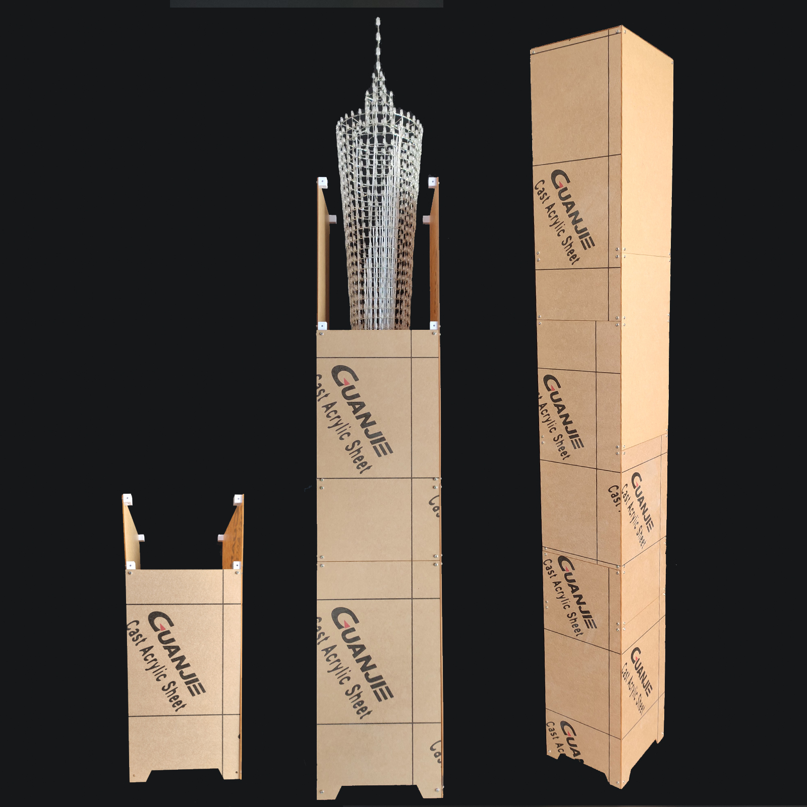 iCubeSmart GZT64 Led Canton Tower Model Transparent Acrylic Case, Only Suitable For iCubeSmart GZT64, Size 15x15x105cm