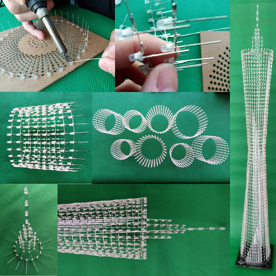 iCubeSmart GZT64 Led Canton Tower Model DIY Electronic Kit, LED Model  Handmade Soldering Project Kit