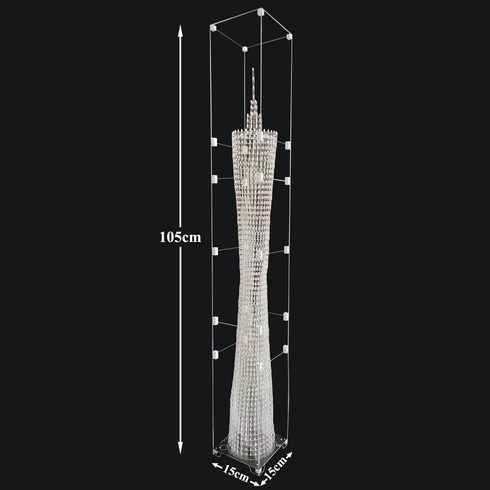 iCubeSmart GZT64 Led Canton Tower Model Transparent Acrylic Case, Only Suitable For iCubeSmart GZT64, Size 15x15x105cm