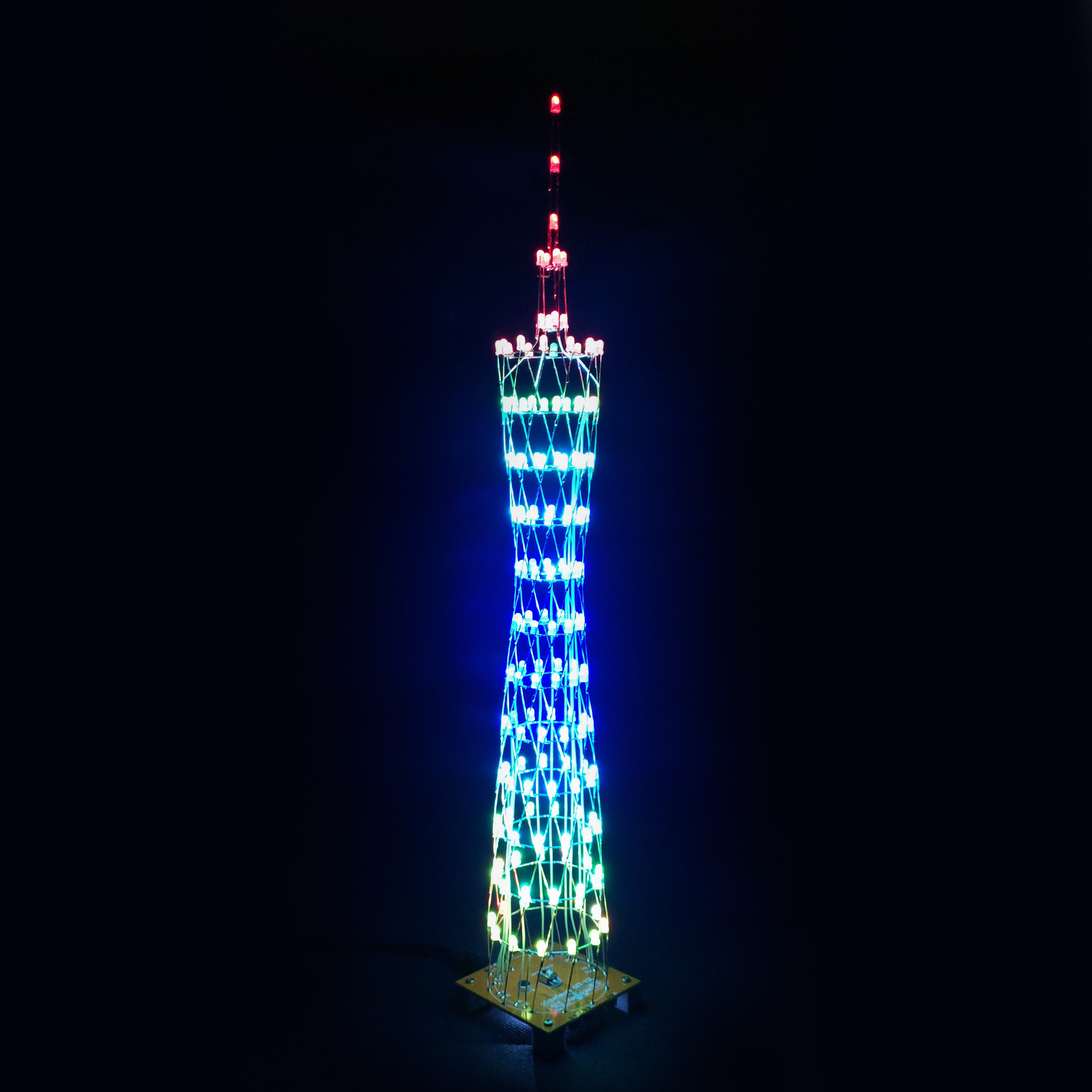 iCubeSmart Led Canton Tower Model DIY Electronic Kit, LED Handmade Soldering Project Kit, 12 LED Circles, Height 0.38 Meter.