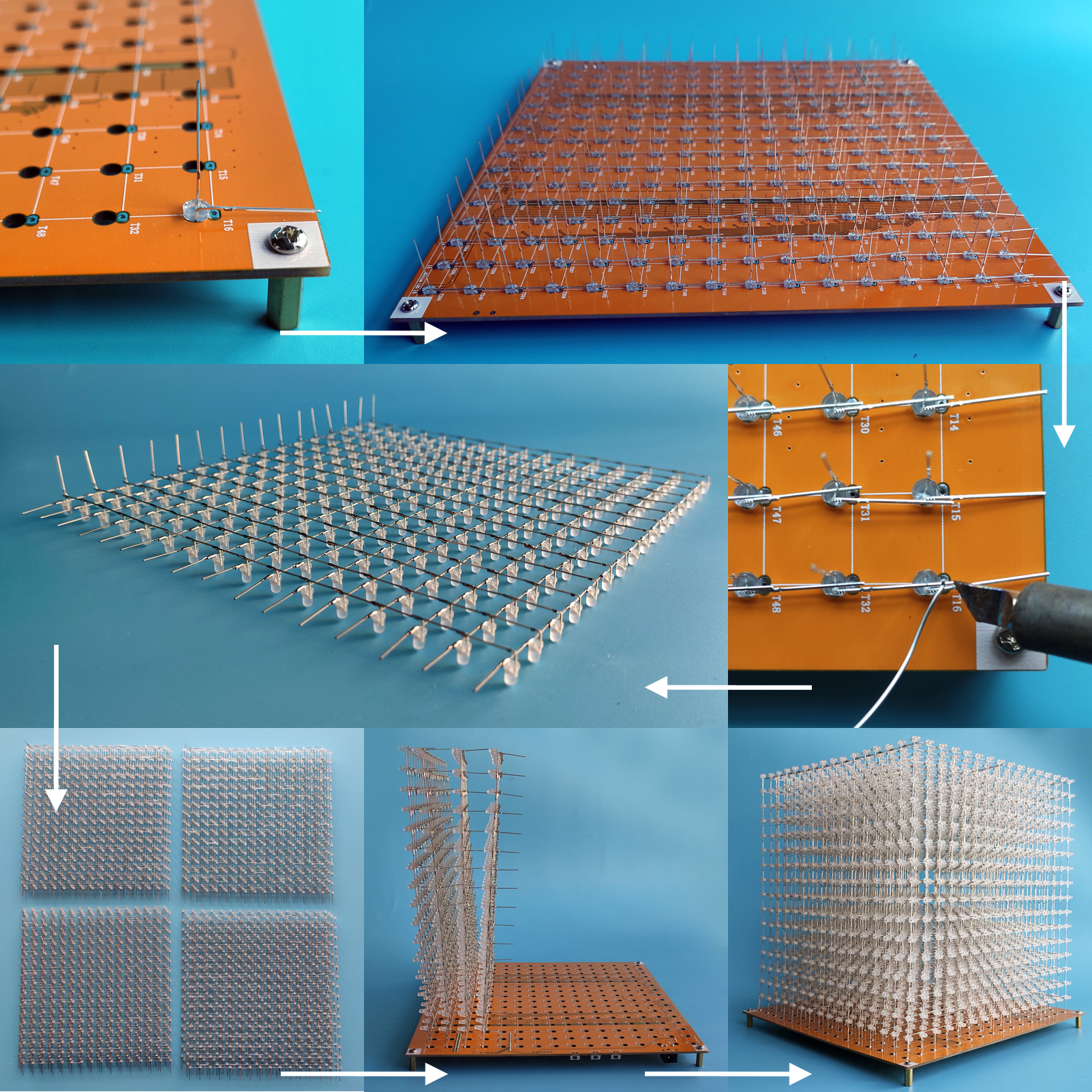 iCubeSmart 3D16 Led Cube Kit DIY Soldering Project 16x16x16 Led Light Cube Diy Electronic Kits