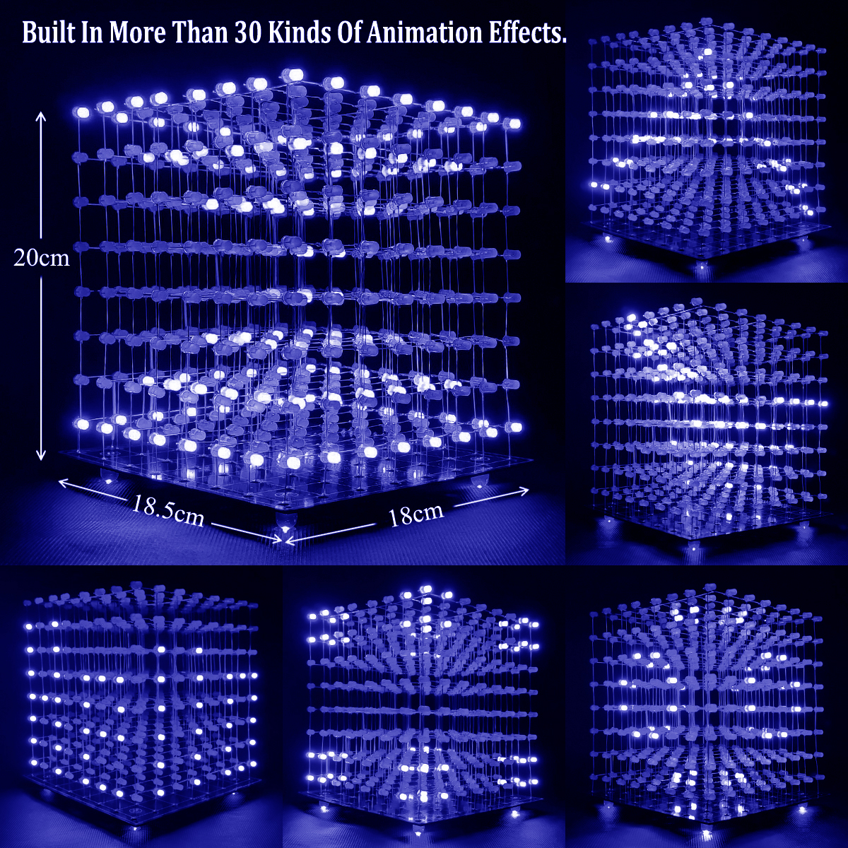 iCubeSmart 8x8x8 3D Led Cube Diy Electronic Kits Teenagers Learning Soldering Project With 3D Editing Software [3D8C]